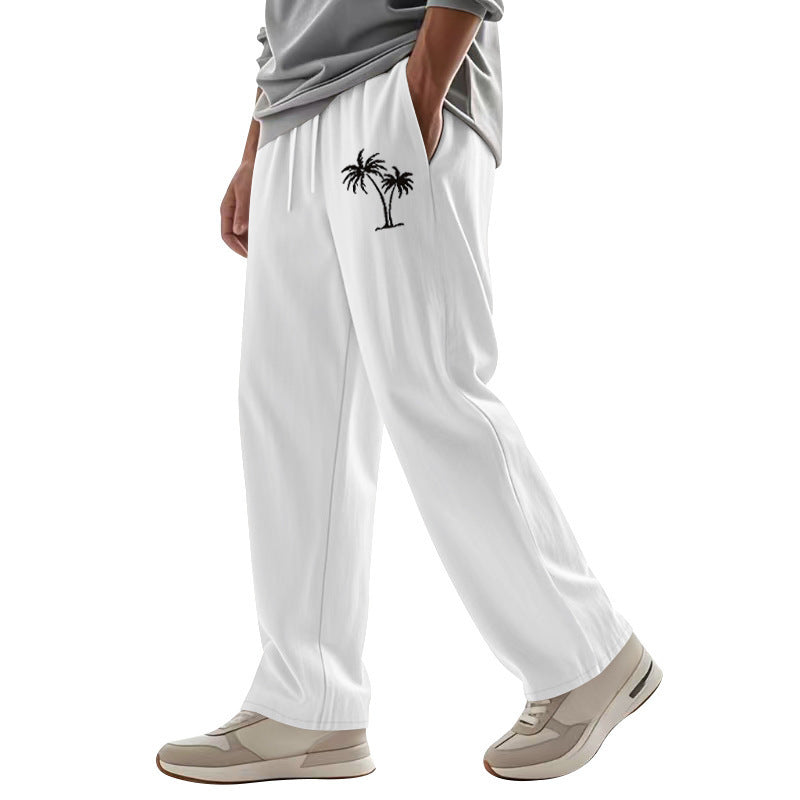 Casual Hawaiian Beach Coconut Print Trousers