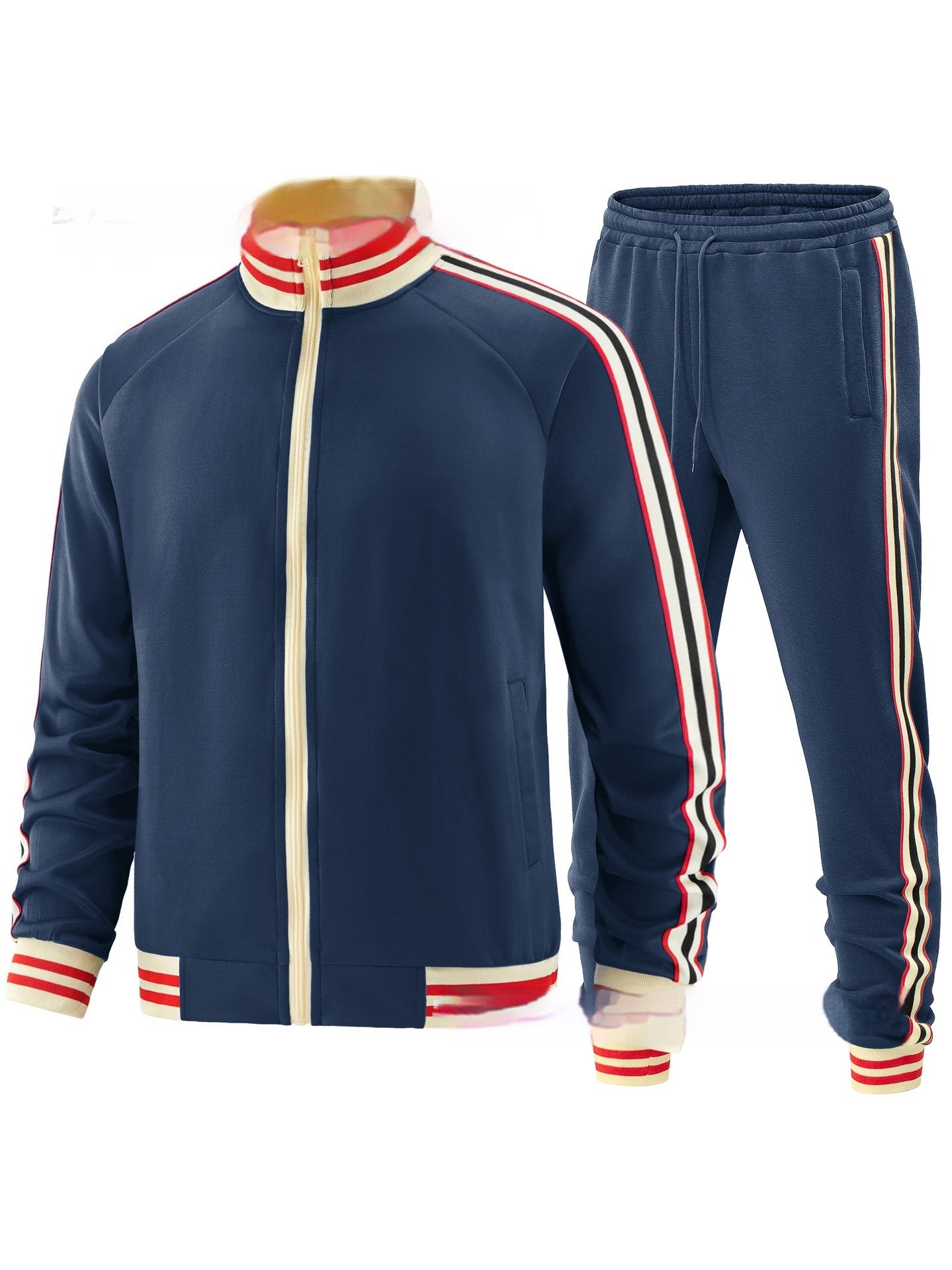 Men's Casual Sports Suit Colour Matching Two-Piece Set