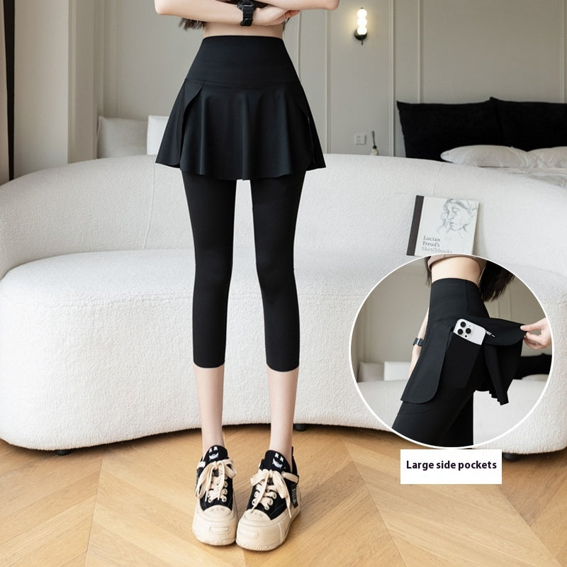 False-Two Piece Skirted Yoga Pants Set
