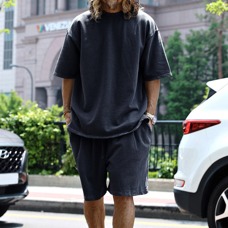 2pcs Loose Sports Round Neck Short-Sleeved T-Shirt