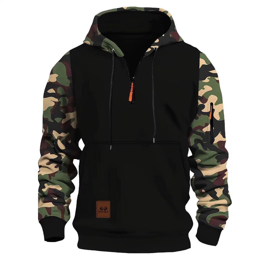 Fashion Camouflage American Vintage Zipper Sweater