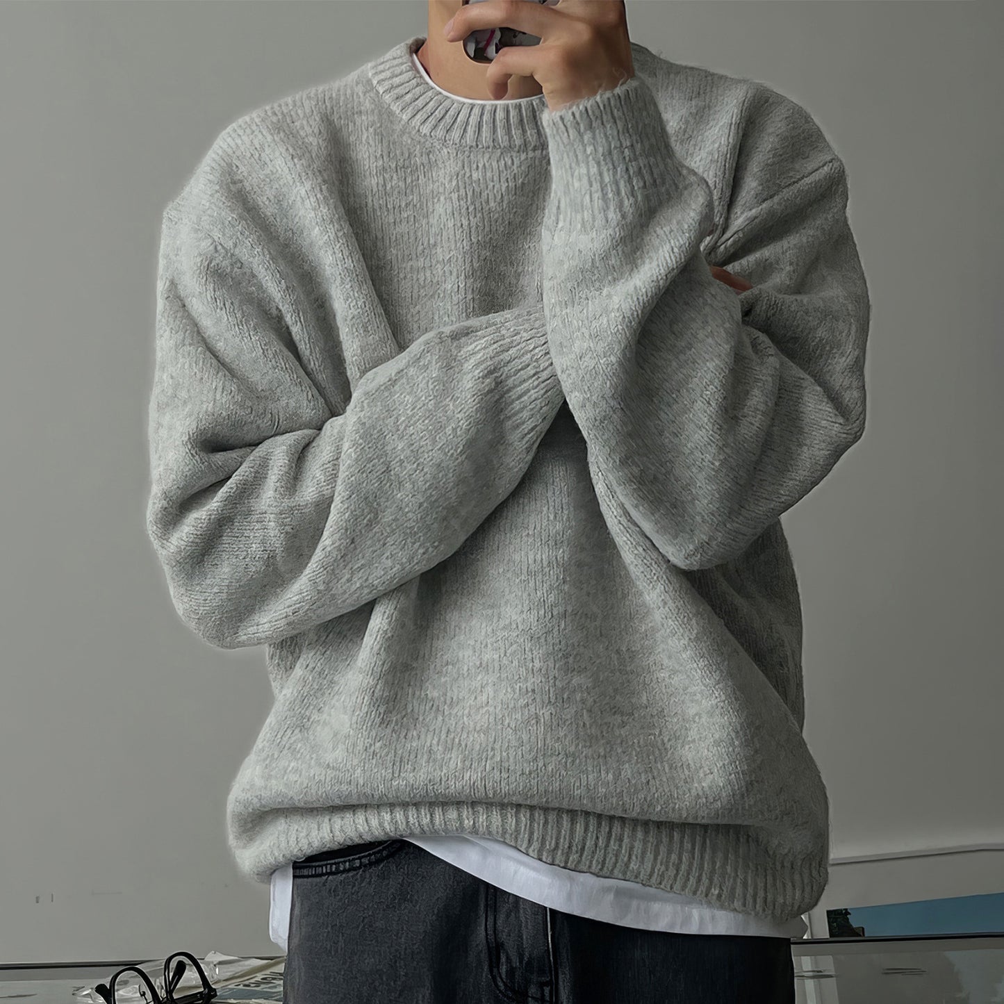 Round Neck Men's Warm Thickened Sweater