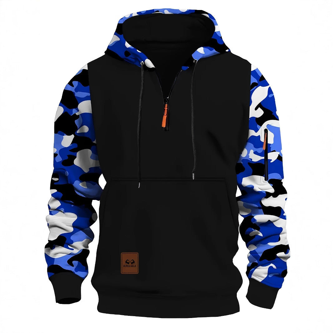 Fashion Camouflage American Vintage Zipper Sweater
