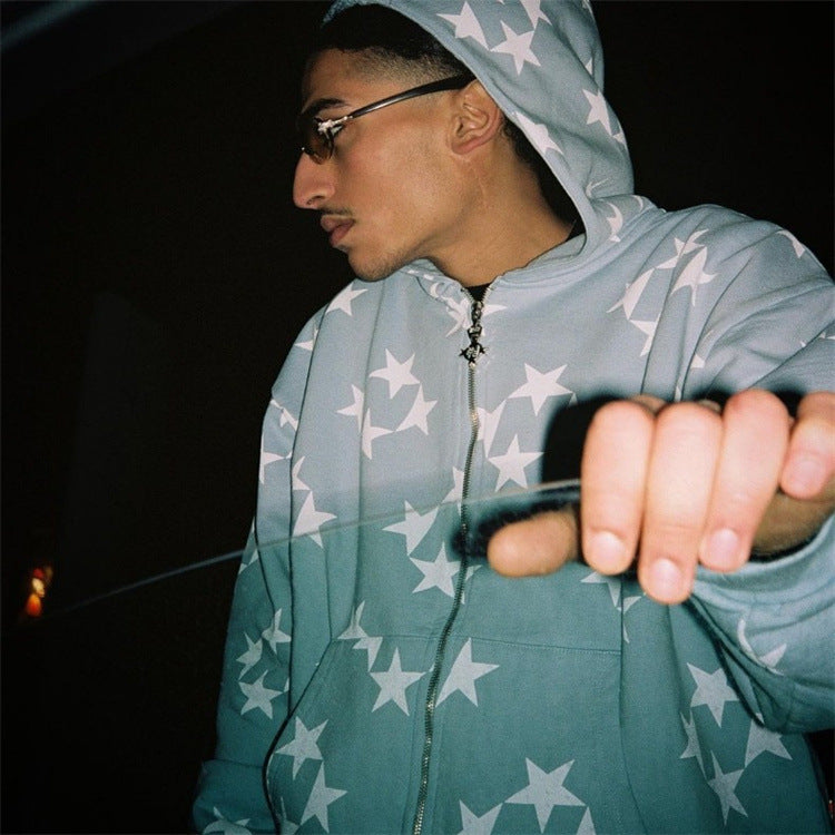 Stars Zip-Up Cardigan Jacket