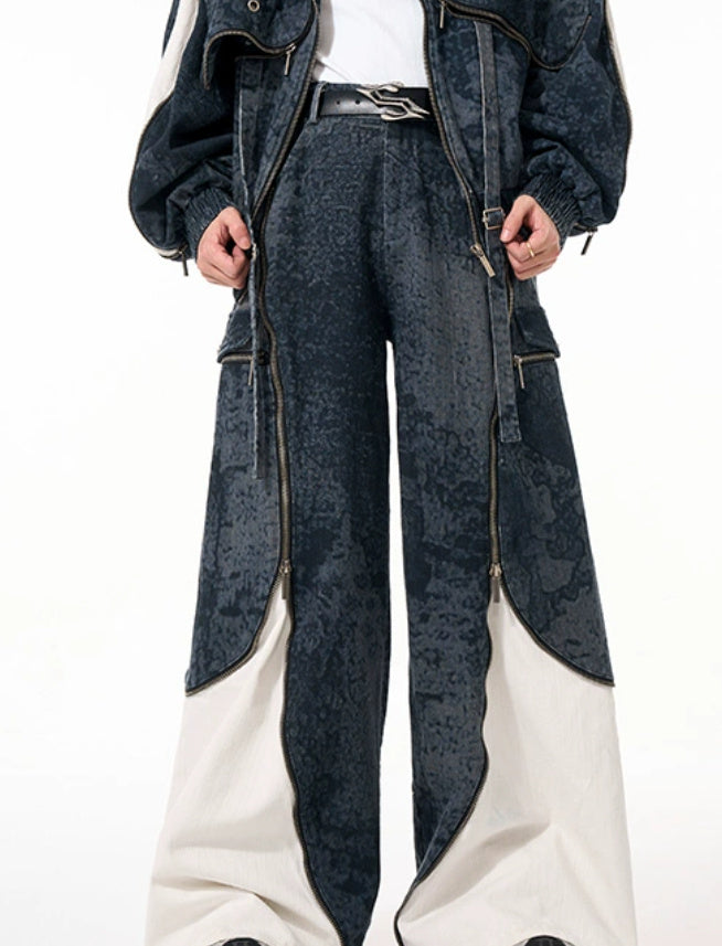 Zipper Structure Stitching Sense Machete Jeans