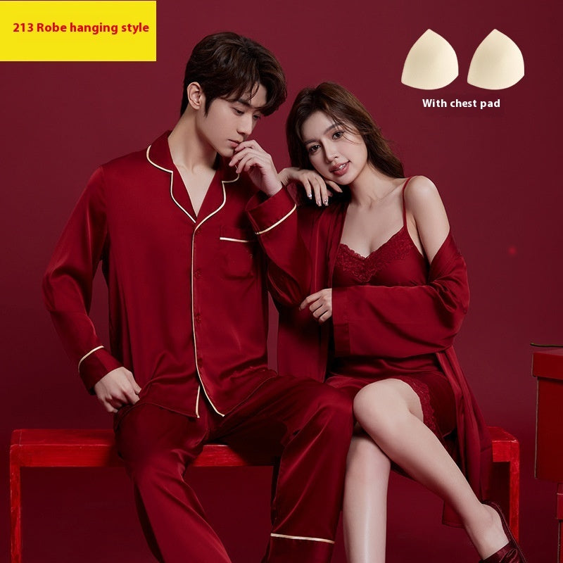 Silk Red Festive Men's & Women's Dowry Suit