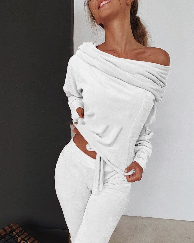Fleece Style Pants Suit