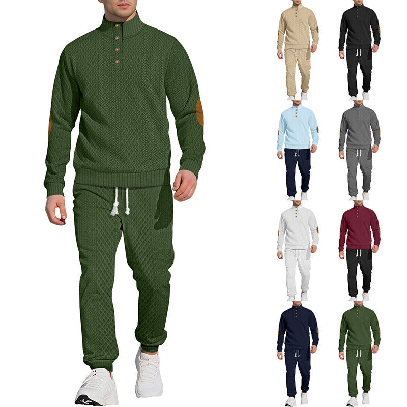 Collar Long Sleeve Trousers & Sweater Pants Suit