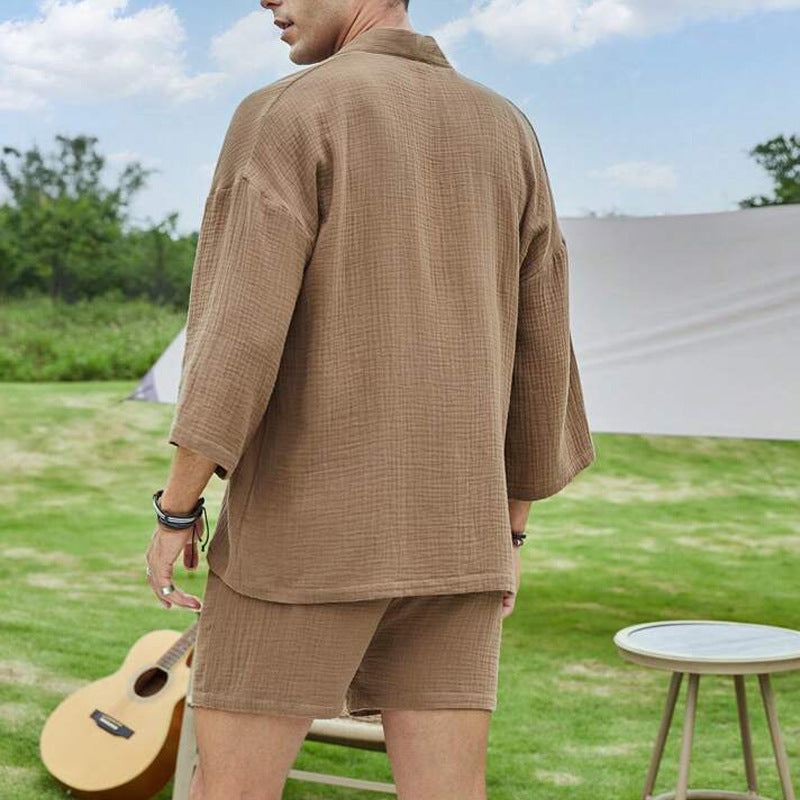Casual Shirt & Shorts Two-Piece Suit