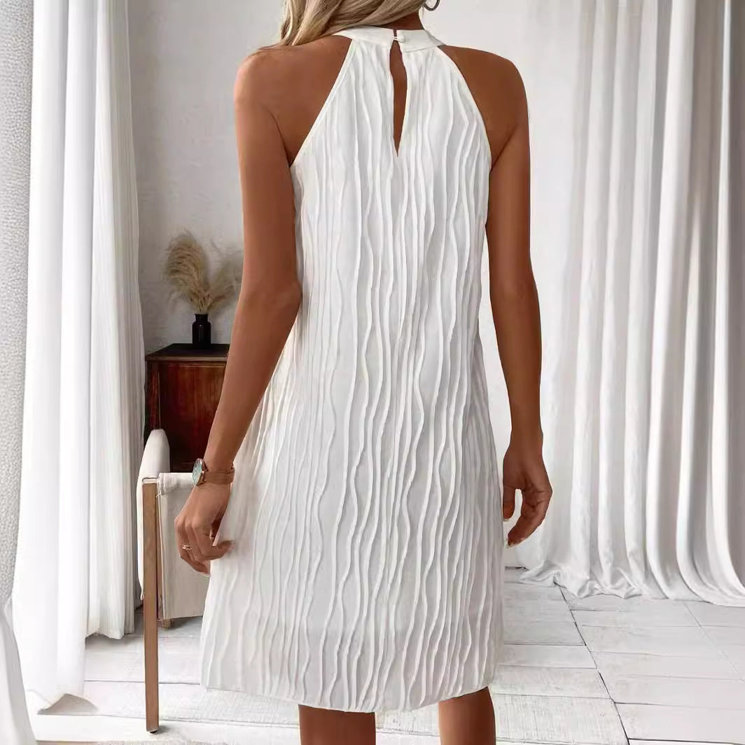 Pure Collar Halter Backless Dress