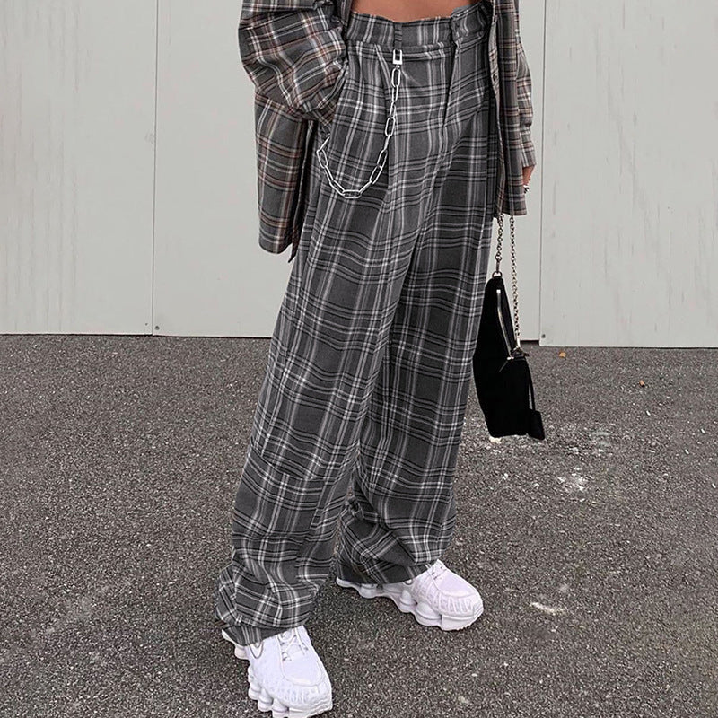 Casual Square-Printed Trousers