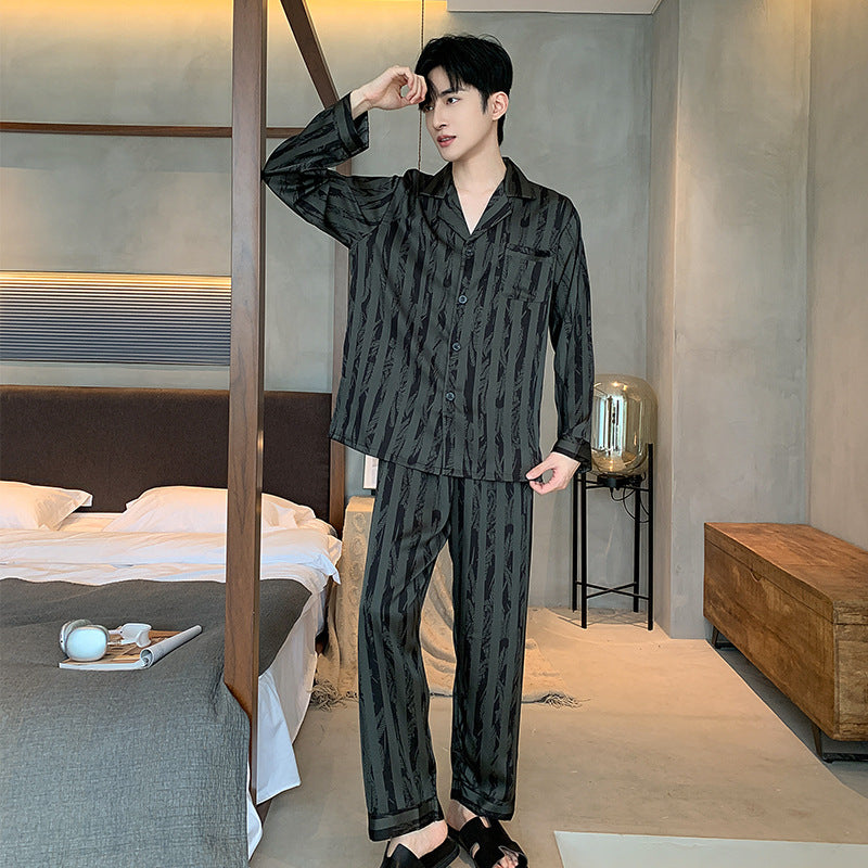 Men's Pyjamas V-Neck Thin Top & Pants Set