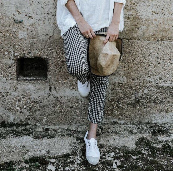 Casual Square-Printed Trousers