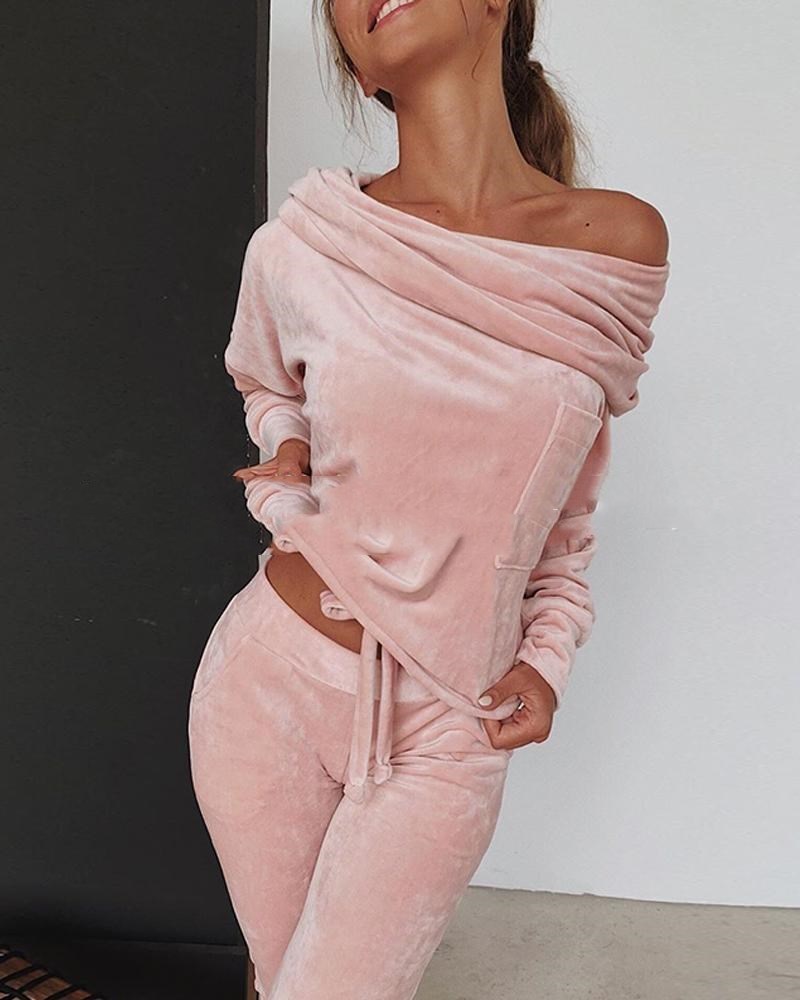 Fleece Style Pants Suit