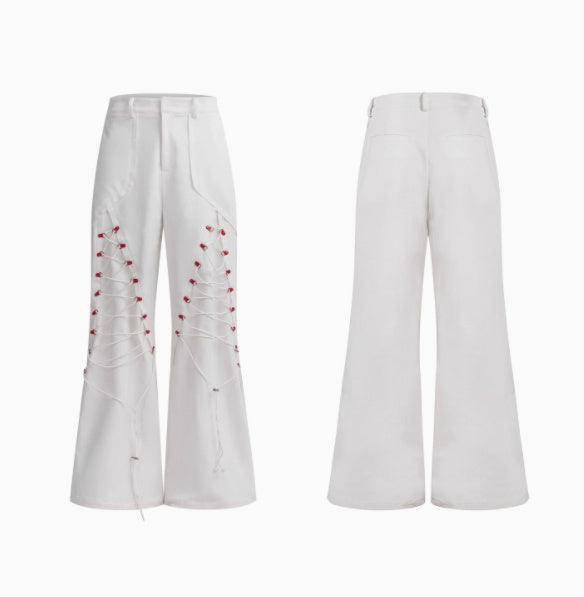 Rope Design Casual Pants & Coat Set