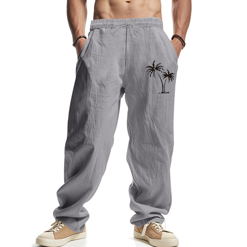 Casual Hawaiian Beach Coconut Print Trousers