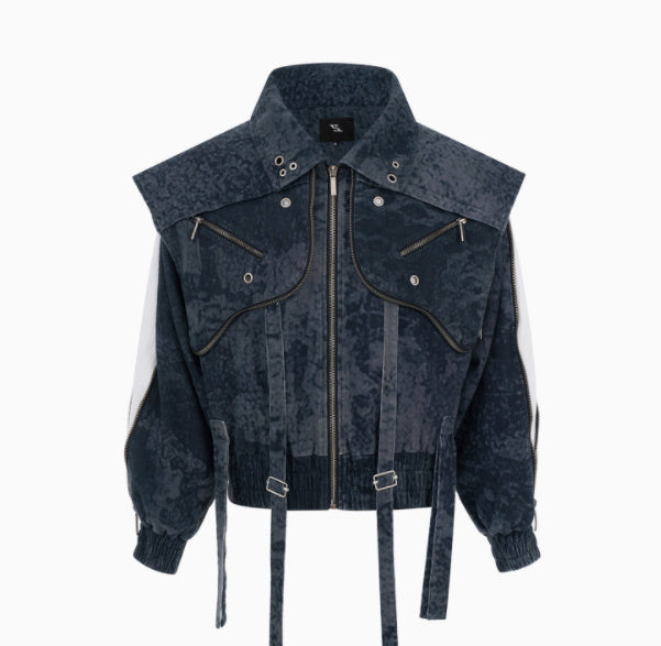 Zipper Structure Stitching Sense Machete Jeans