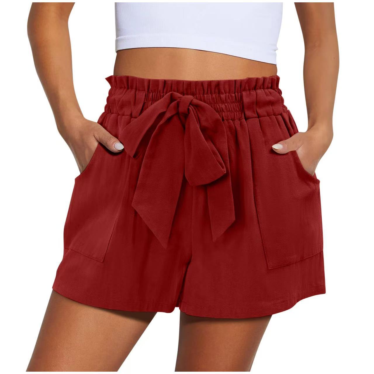 Elastic Waist Drawstring Knotted Shorts