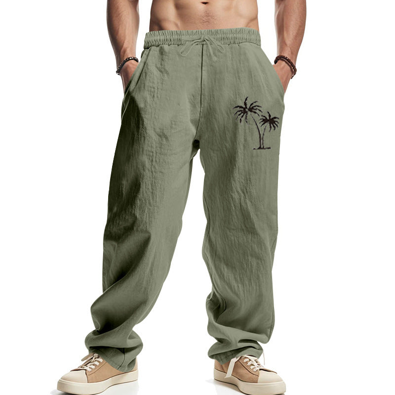 Casual Hawaiian Beach Coconut Print Trousers