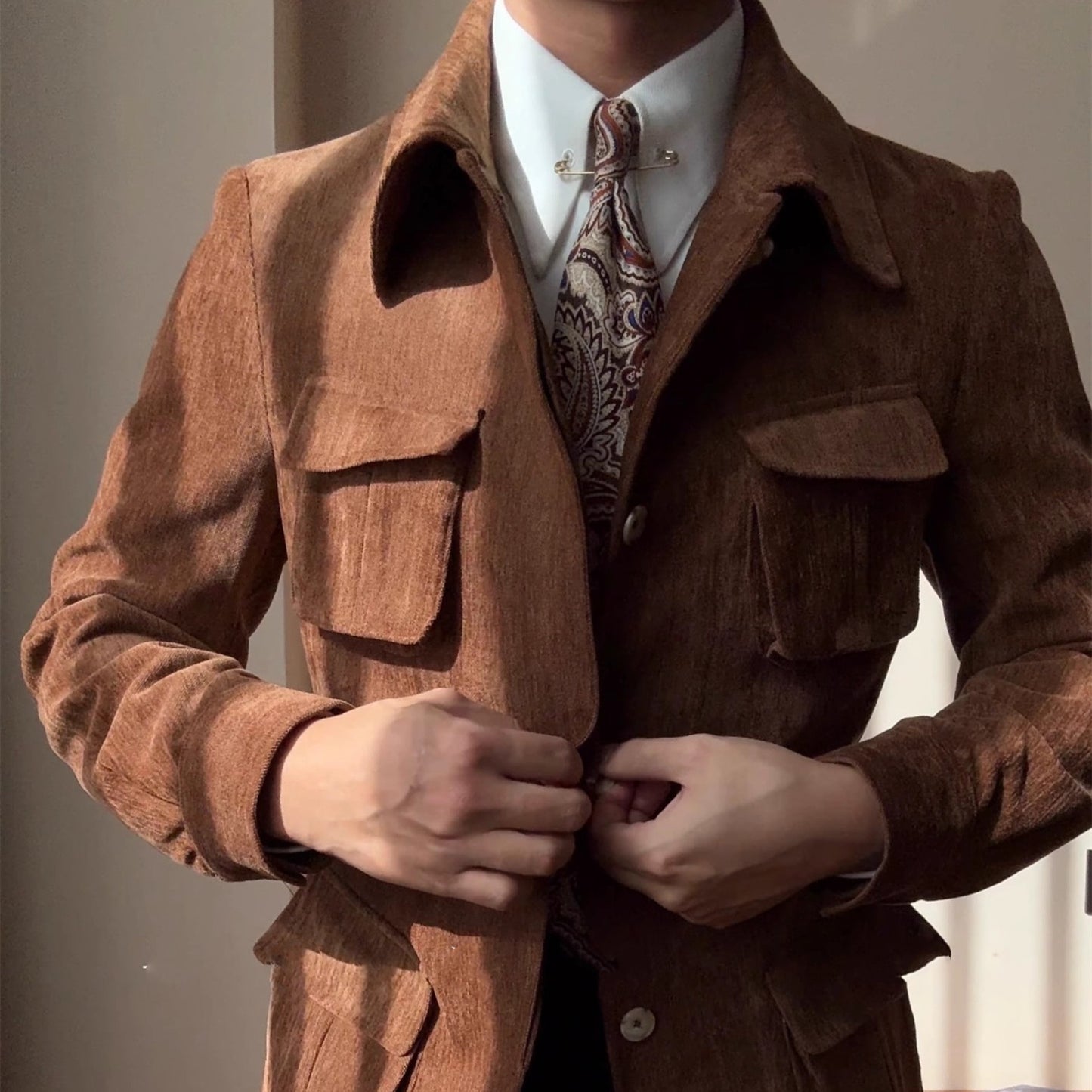Retro Brushed Warm Mid-Length Coat