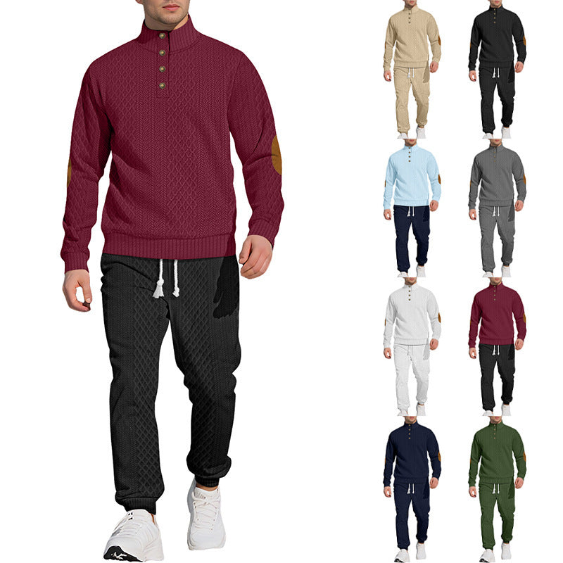Collar Long Sleeve Trousers & Sweater Pants Suit