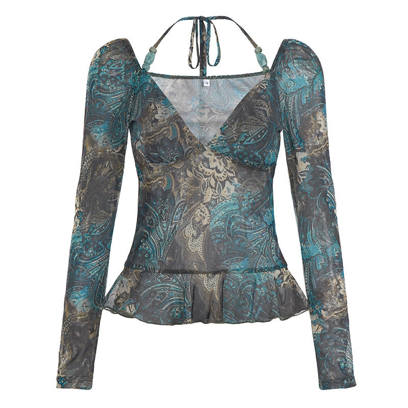 Vintage Printed Small Sling Top