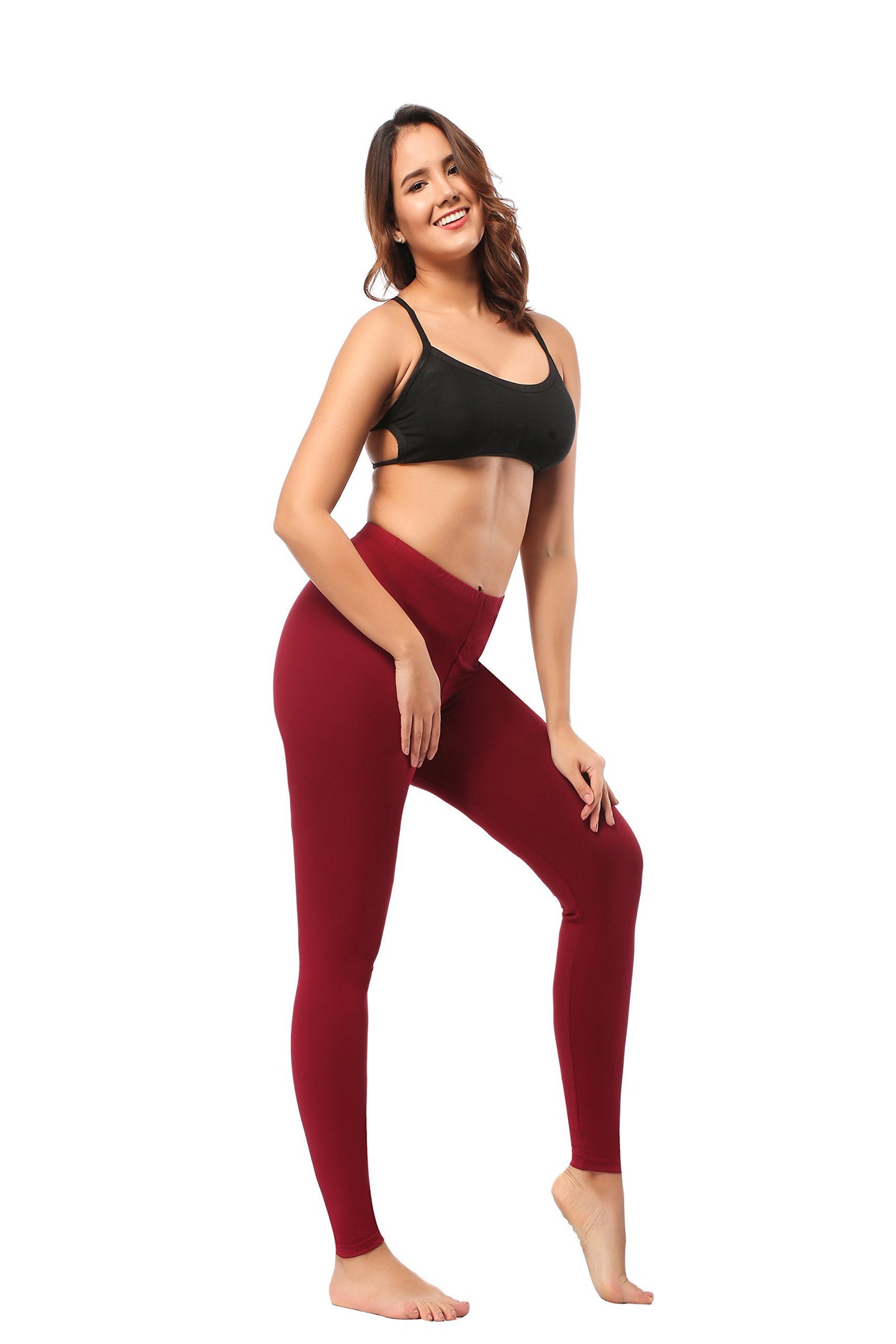 Cropped Low-Rise Burgundy Leggings