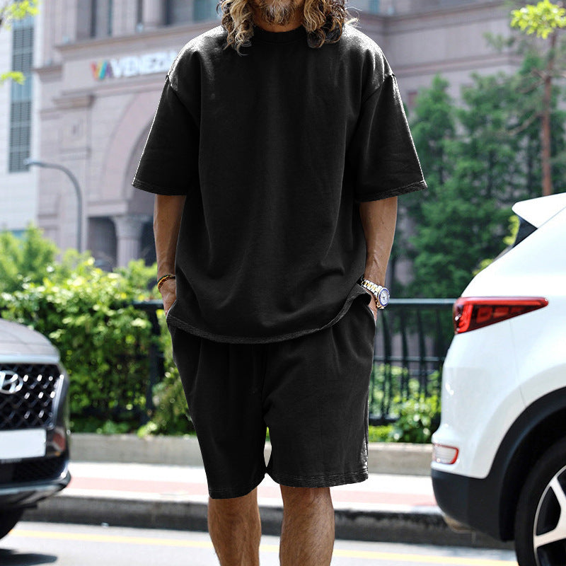 2pcs Loose Sports Round Neck Short-Sleeved T-Shirt