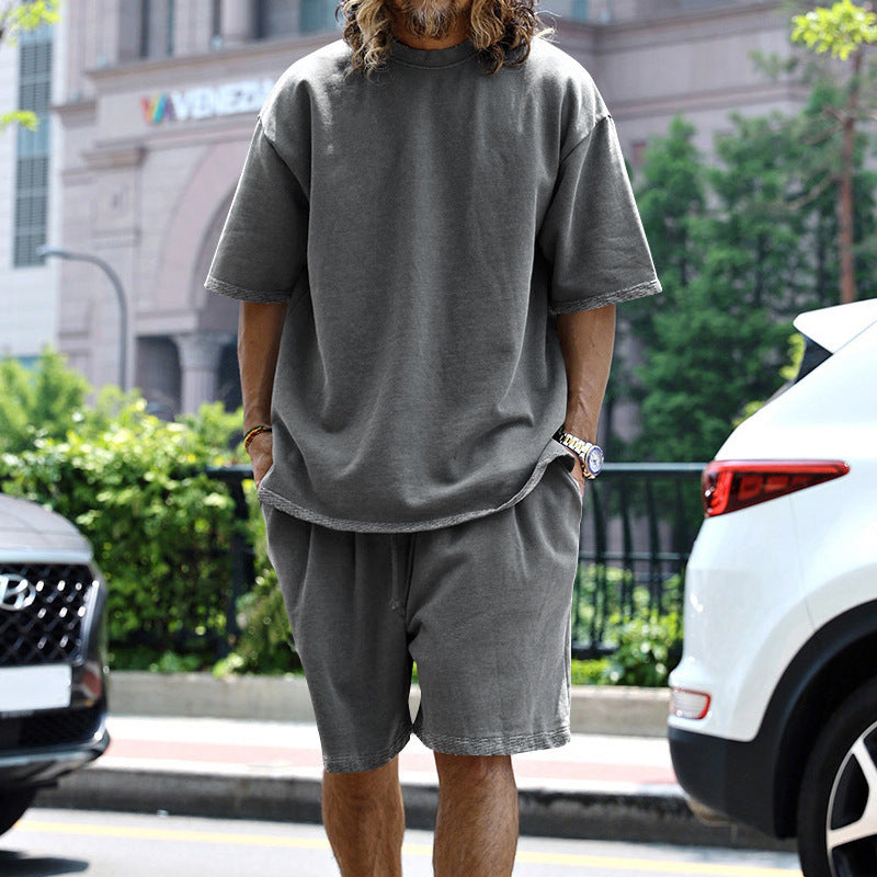 2pcs Loose Sports Round Neck Short-Sleeved T-Shirt