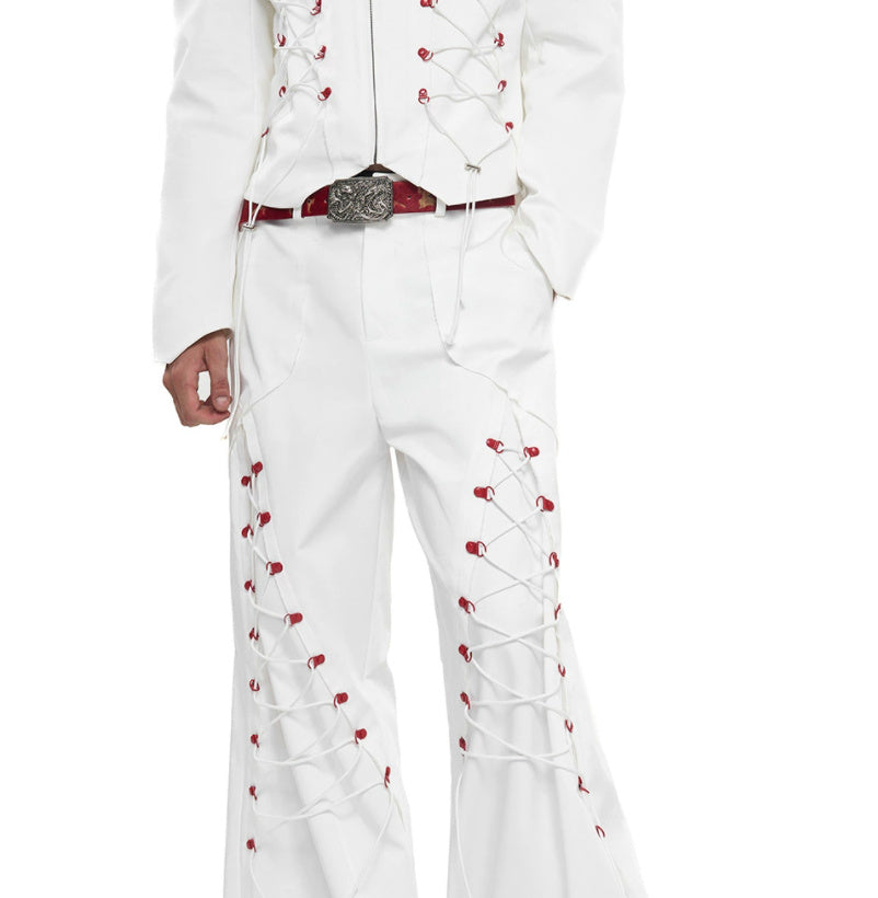 Rope Design Casual Pants & Coat Set