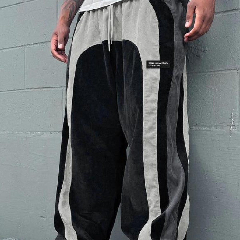 Men's Contrast Colour Letter Patch Smart Trousers