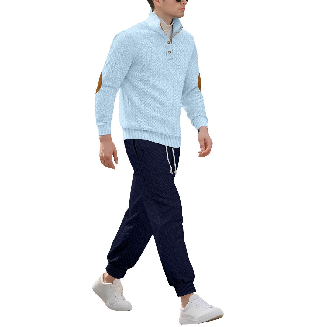 Collar Long Sleeve Trousers & Sweater Pants Suit