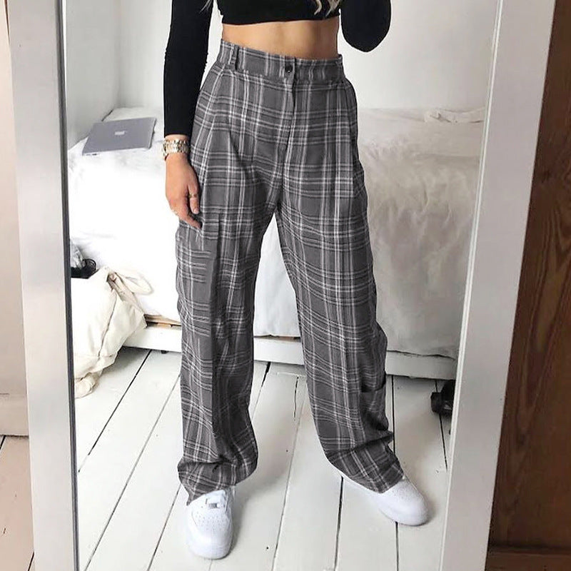Casual Square-Printed Trousers