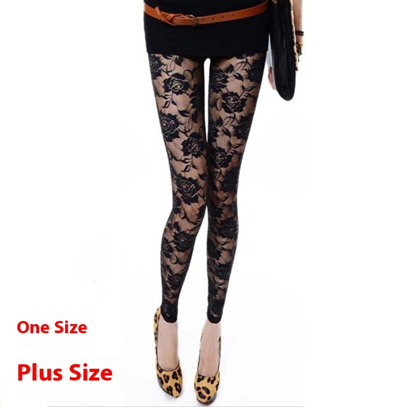 Sweet Lace Rose Hollow Leggings