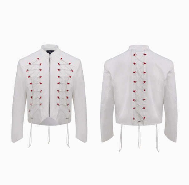 Rope Design Casual Pants & Coat Set