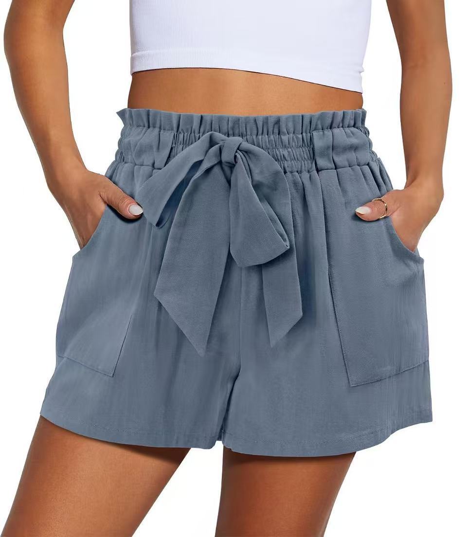 Elastic Waist Drawstring Knotted Shorts