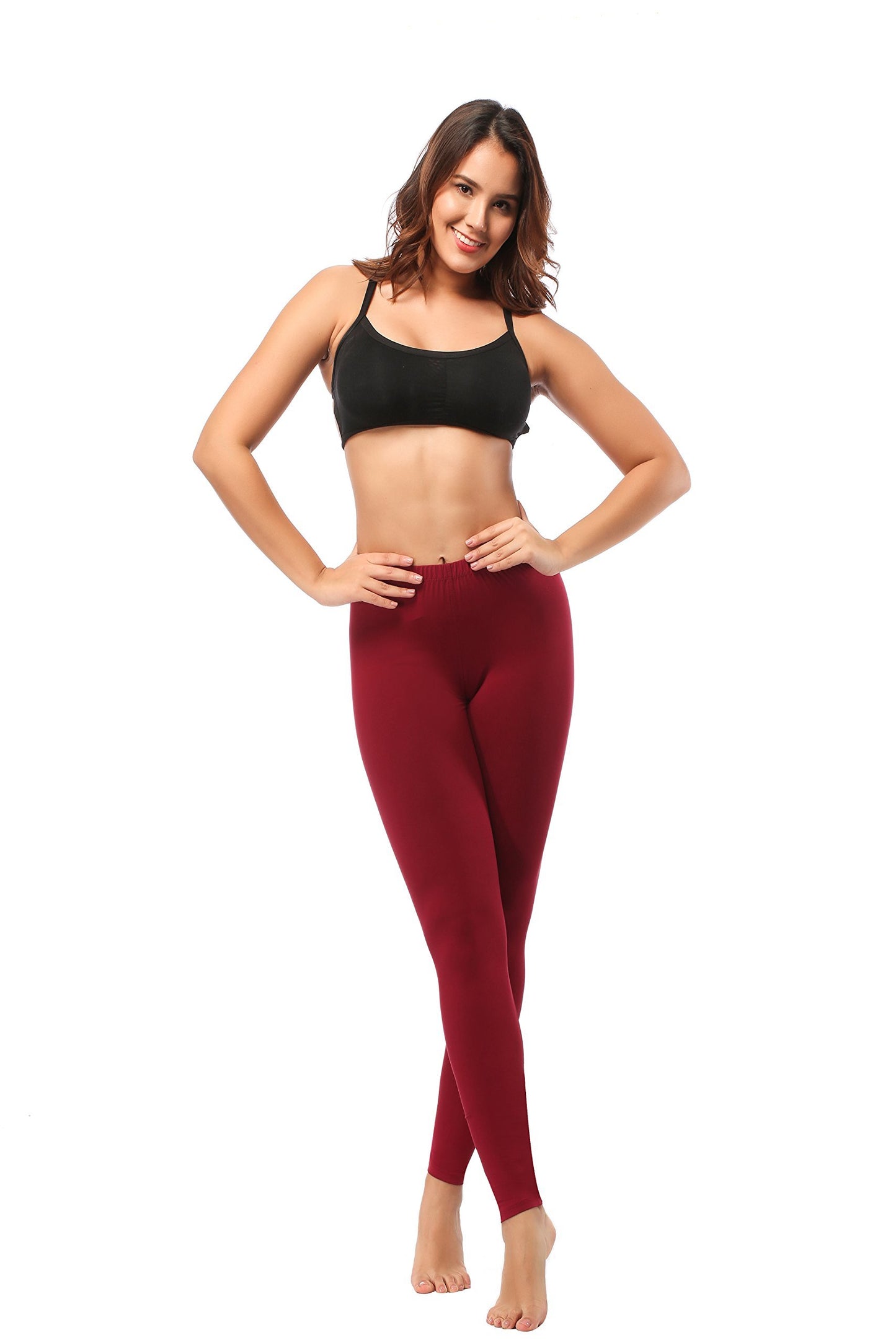 Cropped Low-Rise Burgundy Leggings