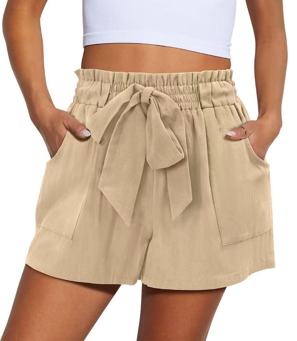 Elastic Waist Drawstring Knotted Shorts