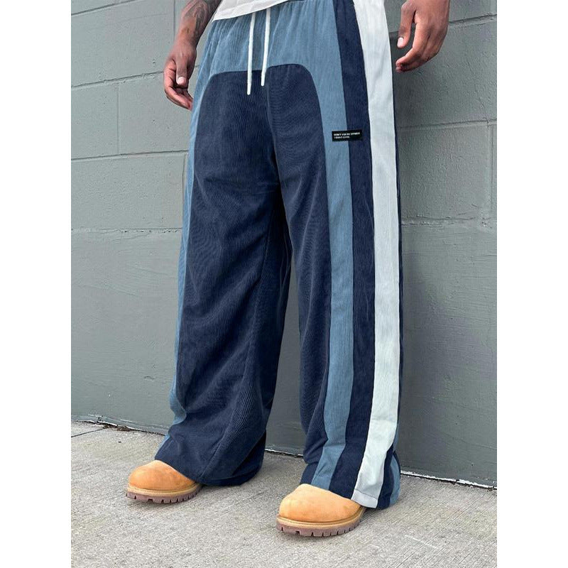 Men's Contrast Colour Letter Patch Smart Trousers