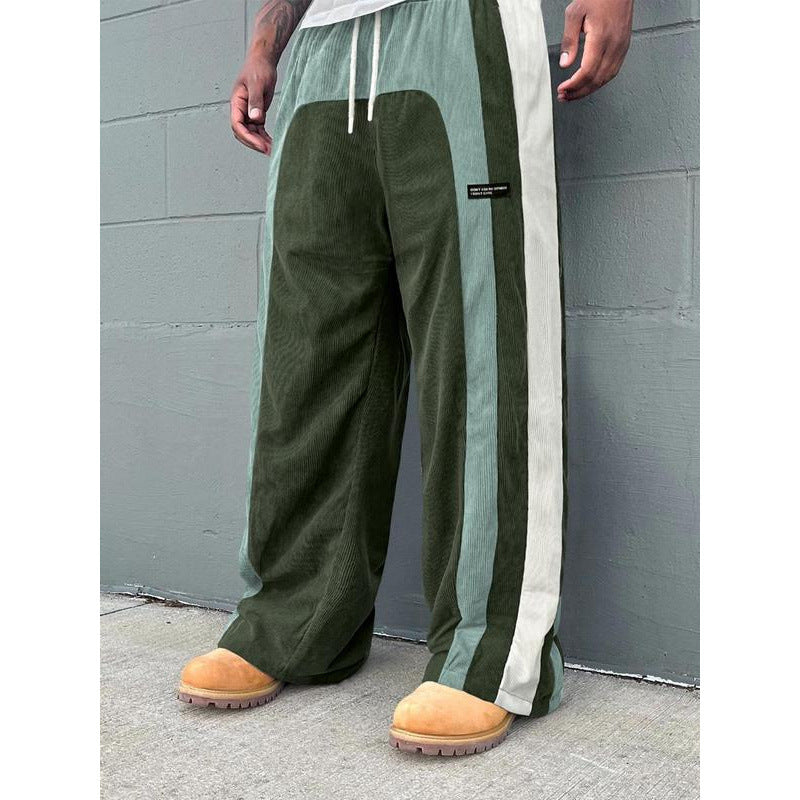 Men's Contrast Colour Letter Patch Smart Trousers