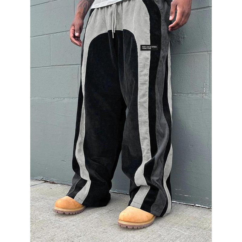 Men's Contrast Colour Letter Patch Smart Trousers