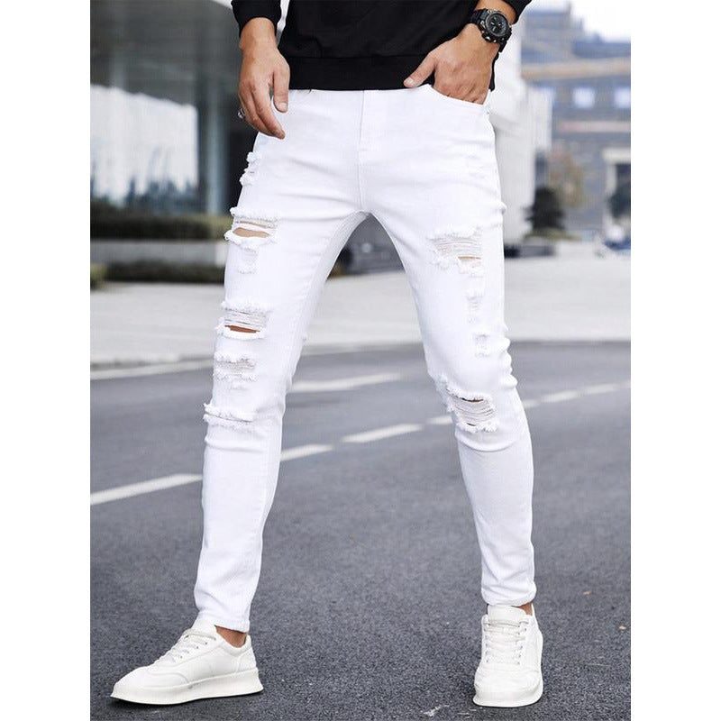 Men's Cuffed Straight Slim-Fit Jeans