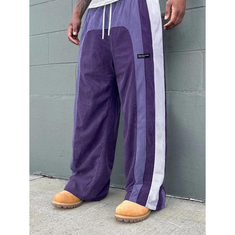 Men's Contrast Colour Letter Patch Smart Trousers