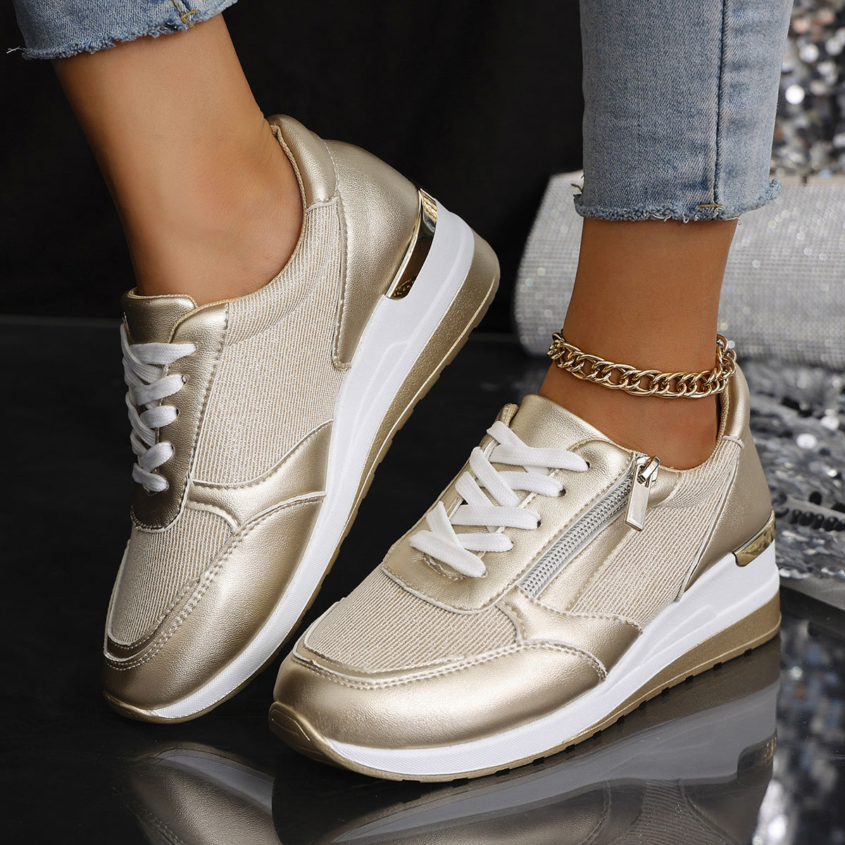 Zipper-Made Sports Sneakers
