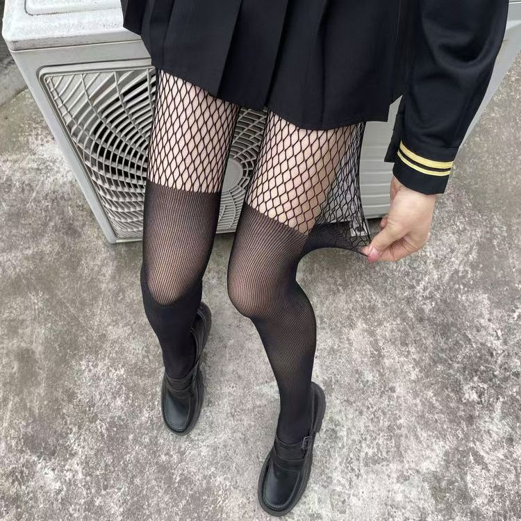 Black Silk Fishnet Stitching Pantyhose
