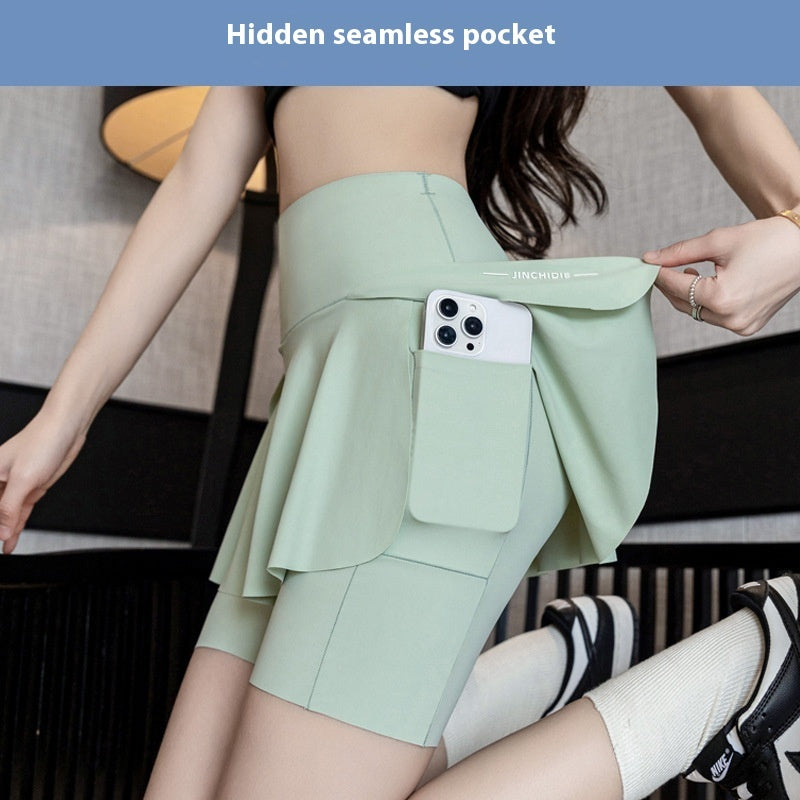 False-Two Piece Skirted Yoga Pants Set