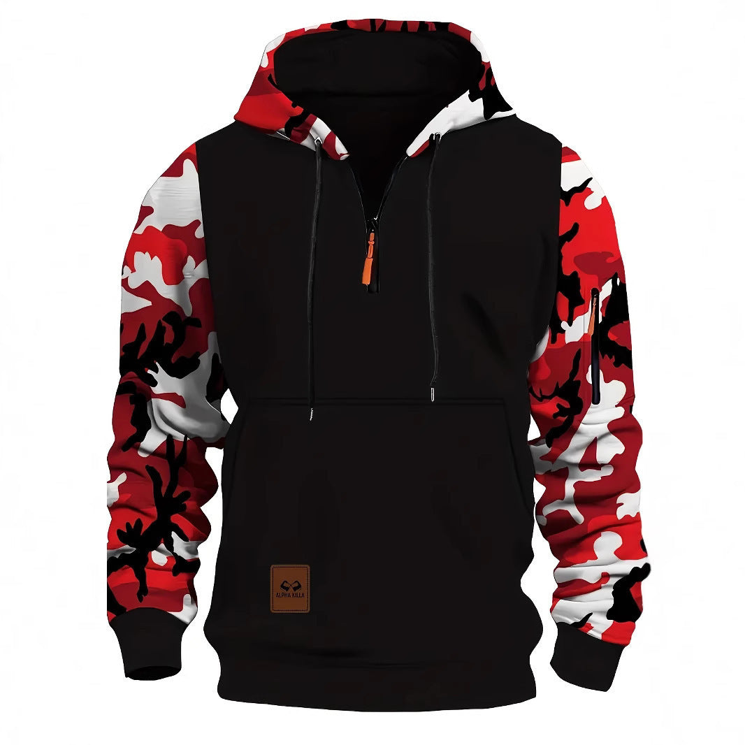 Fashion Camouflage American Vintage Zipper Sweater