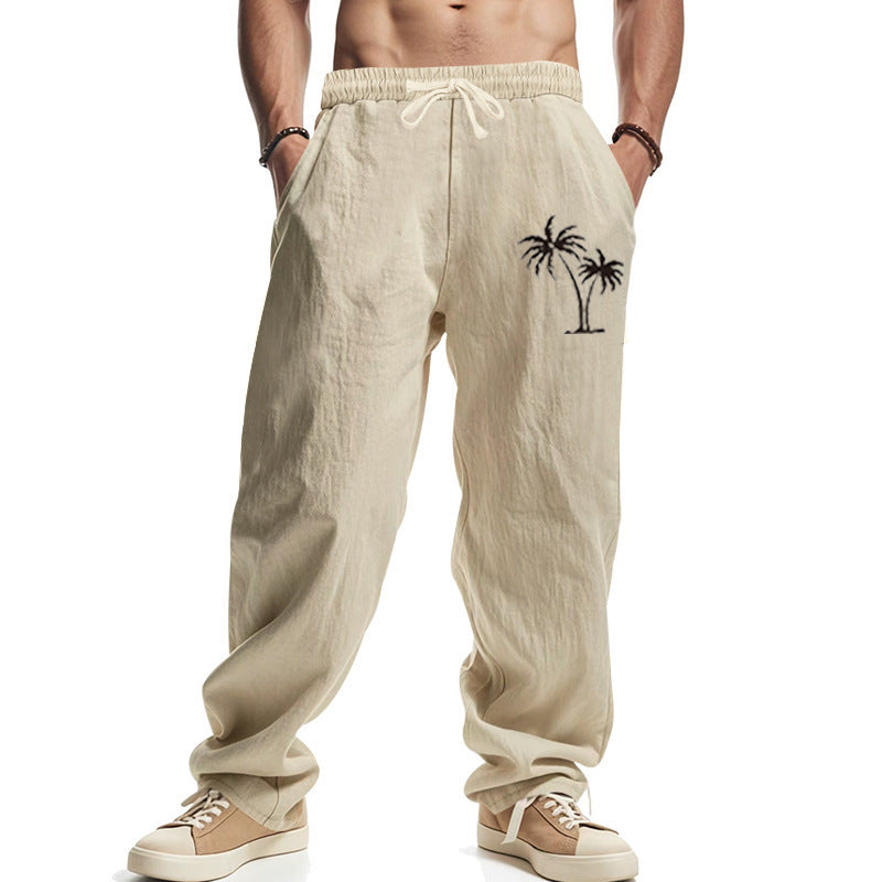 Casual Hawaiian Beach Coconut Print Trousers