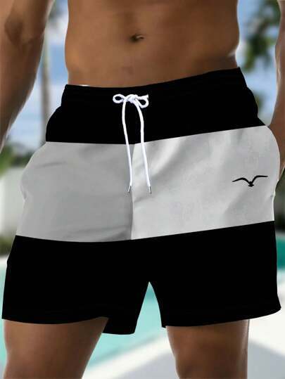 Printed Drawstring Waist Pants- Shorts
