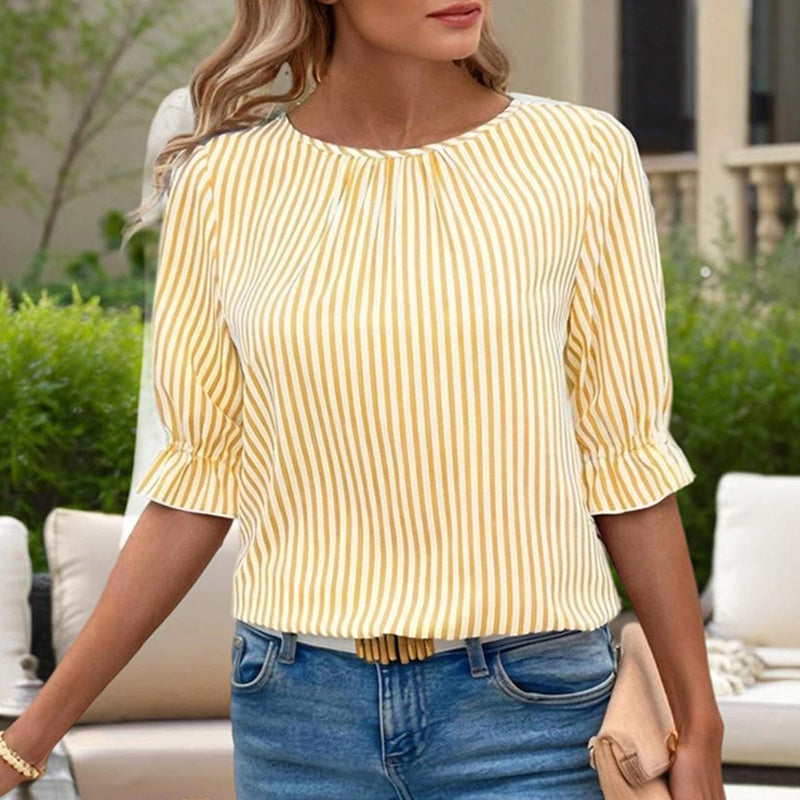 Round Neck Striped Summer Top